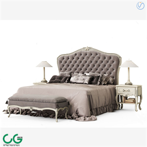 European style fabric double bed 3d model